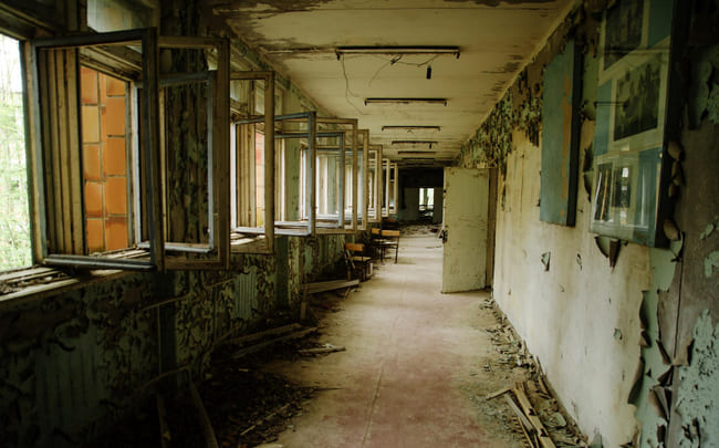 hallway in ruins